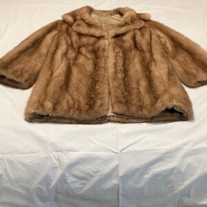 Vintage Short Mink Fur Jacket in Warm Tan
